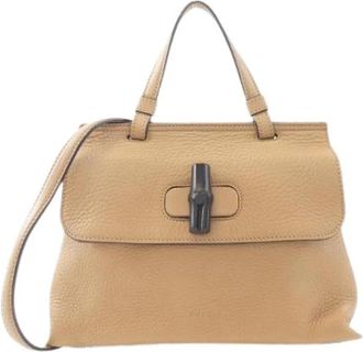 Gucci Pre-owned Leren Schoudertas - Dames - Vintage Handtas - Beige - ONE Size - Leer - Vintage