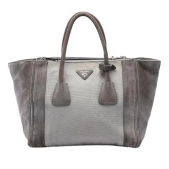 Prada Pre-owned Suede Satchel - Dames - Vintage Shopper - Grijs - ONE Size - Leer - Vintage
