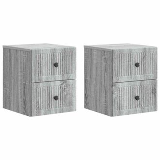 vidaXL Mesita De Noche De Pared 2 Pcs Gris Sonoma 33 X 34,5 X 40 Cm Vidaxl