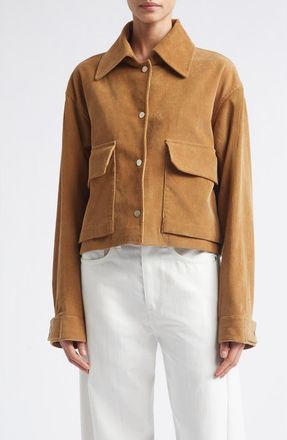 Maria McManus Crop A-Line Organic Cotton Corduroy Jacket in Caramel at Nordstrom, Size X-Small
