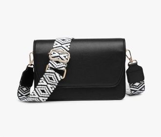 Jen & Co. Womens Noah Vegan Guitar Strap Crossbody Bag In Black