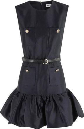 Self Portrait Short Dresses, female, Blue, XS, Blue Taffeta Mini Dress Balloon Skirt