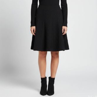 Sandro Black Rib Knit Flared Mini Skirt