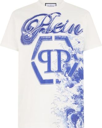 Philipp Plein T-shirt met ronde hals Ceramic Signature - Heren - T-shirts - Wit - 3XL - Katoen - Tops