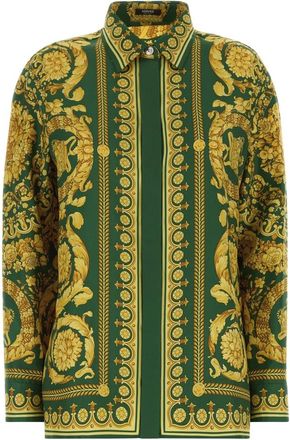 Versace Zijden overhemd - Dames - Overhemden - Groen - 2XS - Overhemden