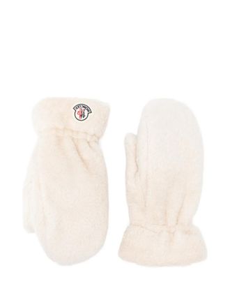 Moncler logo-patch mittens - Wit