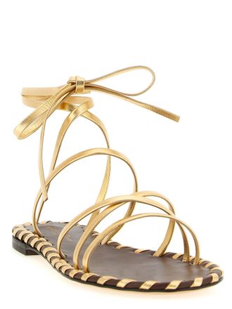 Gianvito Rossi Womens Gold Lamb Leather Flat Sandals