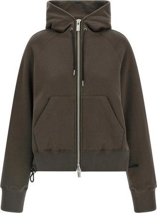 sacai Zip-through Hoodie - Dames - Vesten met rits - Groen - 2XS - Katoen - Hoodies & sweatvesten