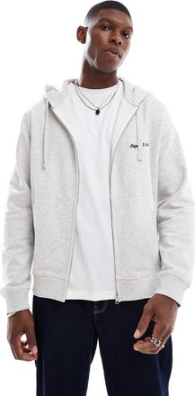 Jack & Jones Felpa con cappuccio grigio chiaro m&eacute;lange con zip e logo