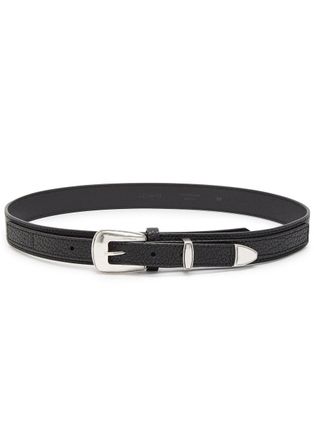 Christophe Lemaire Minimal Western Grained Leather Belt - Black - 85 (W32)