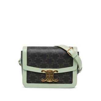 Celine Pre-owned Celine Teen Triomphe Coated Canvas and Calfskin Triomphe Crossbody W-GM-2250