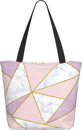 AOOEDM Gold And Pink Geometry Marble Pattern Ladies Shopping Bag 13x11x7in.The Perfect ValentineS Day Gift.It Is The Best ValentineS Day Gift For Mom, Daught