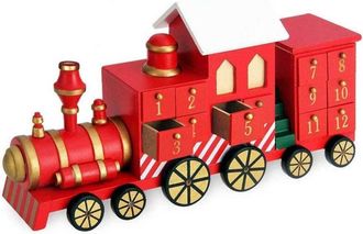 Trade Shop Trade Shop - Calendario Avvento Trenino Di Natale In Legno 24 Cassetti Decorazioni Natalizie