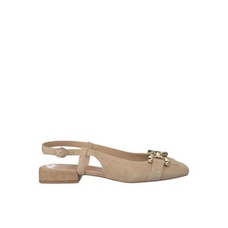 Alma En Pena Alma EN Pena, Schoenen, Dames, Beige, 38 EU, Leer, Kristallen gesp platte schoen