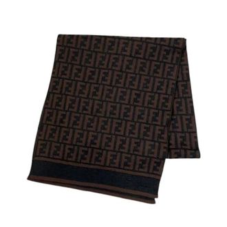 Fendi Pre-owned Scarves, male, Brown, Size: ONE SIZE Pre-owned Vintage Zucca Knit Scarf