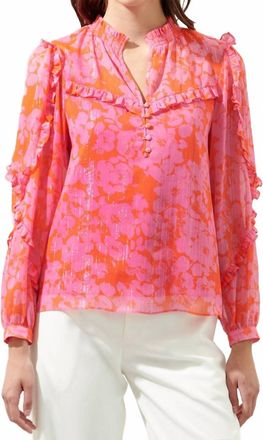 Sugarlips Ventura Floral Blouse In Red/pink