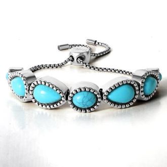 Jessica Simpson Turquoise Stone Slider Bracelet in Gold, Turquoise at Nordstrom