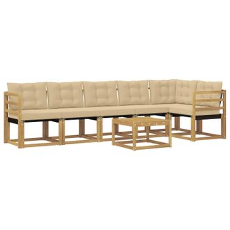 vidaXL Conjunto De Sof&aacute;s De Exterior Con Coj&iacute;n 7 Pcs Y Beige Vidaxl