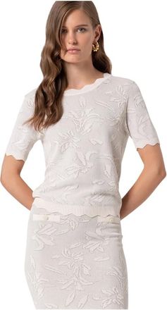 Fracomina Maglia Slim Fit con Effetto Jacquard - - Knitwear - Donna - Bianco - M