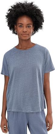 Eileen Fisher Organic Linen Jersey Crew Neck Short Sleeve T-Shirts Womens Clothing Flint : LG