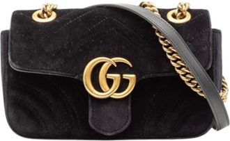 Gucci Pre-owned Cross Body Bags, female, Black, Size: ONE SIZE Pre-owned Quilted Velvet Shoulder Bag