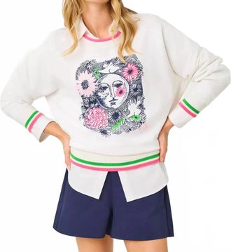 Lilly Pulitzer Ballad Cotton Sweatshirt In Multi Follow The Sun Embellishment