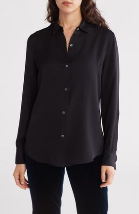 Theory Silk Button-Up Shirt in Blk at Nordstrom Rack, Size X-Small