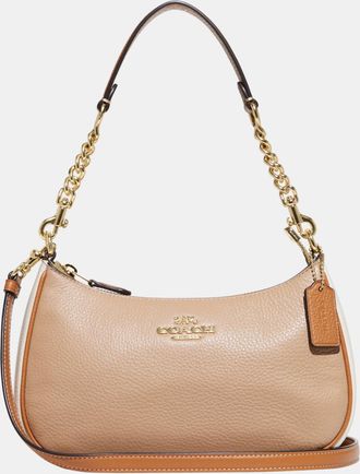 Coach Womens Multi Colorblock Leather Teri Shoulder Bag with Chain Strap - Beige - One Size