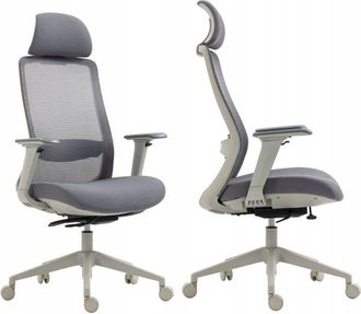 OEM Silla Giratoria Gris Con Reposacabezas Ajustable Y Reposabrazos Para Oficina Furnitex