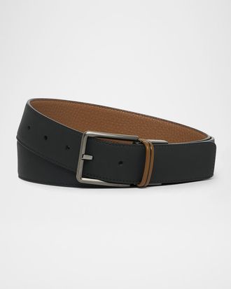 Ermenegildo Zegna Men & apos;s Signifier Stripe Reversible Leather Belt