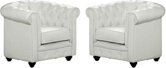 Vente-Unique Vente-unique - Poltrone chesterfield in similpelle Bianche - Lotto di 2