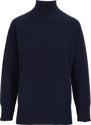 Kangra Cashmere Raglan Turtleneck Sweater with Side Slits