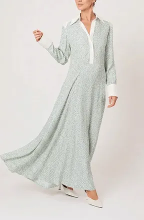 Rosie Assoulin Groovy Shirtdress In Blue/ Green