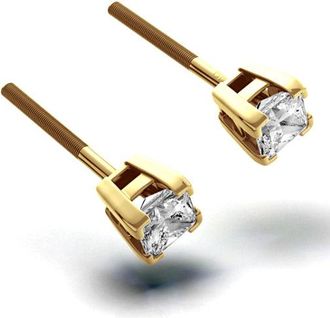 The Diamond Store 18K Gold Princess Diamond Earrings - 0.30CT - G/VS - 3mm