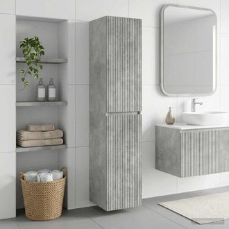 vidaXL Vidaxl Mobiletto Da Bagno A Muro Grigio Cemento 33 X 34,5 X 160 Cm