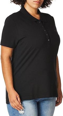 Tommy Hilfiger Solid Short Sleeve Polo Womens Clothing Black : XL (US 16-18), Elastane/Cotton