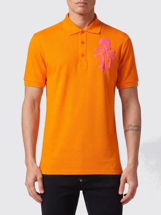 Philipp Plein Polo in cotone a maniche corte con stampa Skull e logo