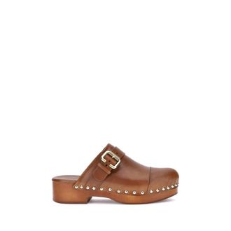 Chlo&eacute; Jeannette Mules met Houten Platform - Dames - Klompen - Bruin - 37 EU - Leer - Schoenen