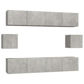vidaXL Vidaxl - Set De Muebles De Tv 6 Pzas Madera Contrachapada Gris Hormig&oacute;n