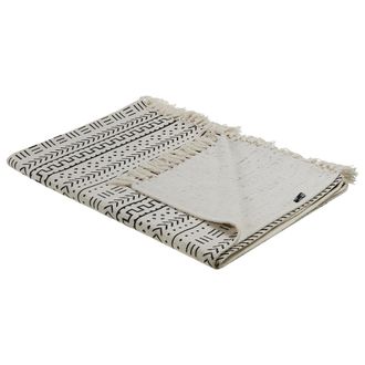 Beliani Manta De Algod&oacute;n Negro Blanco 130 X 180 Cm Patr&oacute;n Tribal Cama Dormitorio Panvel