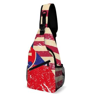 Generic U.S. And Slovenia Vintage Flag Unisex Shoulder Bags Casual Crossbody Chest Bag Sling Backpack for Hiking Cycling Travel
