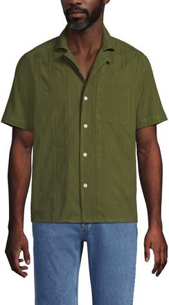 Lands End Short Sleeve Camp Collar Hawaiian Shirt in Tea Leaf Stripe at Nordstrom, Size Small