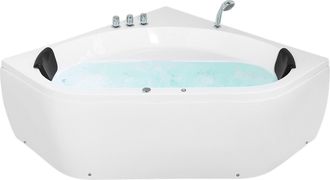 Beliani Beliani - Ba&ntilde;era Esquinera De Acr&iacute;lico 140 X 140 Cm Para 2 Personas Con Chorros De Masaje Reposacabezas Y Led Meves