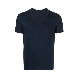 Tom Ford T-Shirts, male, Blue, S, V-Neck Jersey T-Shirt