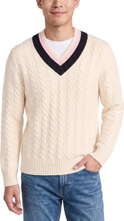 N.Peal N. PEAL Cable Cricket 100% Cashmere V-Neck Jumper