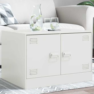 vidaXL Mesa De Centro Acero Blanco 67x50x44 Cm Vidaxl