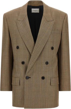 Saint Laurent Dubbele-breasted Blazer - Dames - Blazers - Bruin - 2XS - Wol - Jassen