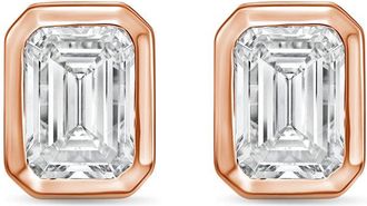 Diana M. Jewels 14Kt Rose Gold 9.00 cts Lab Grown Emerald Diamond Bezel Studs