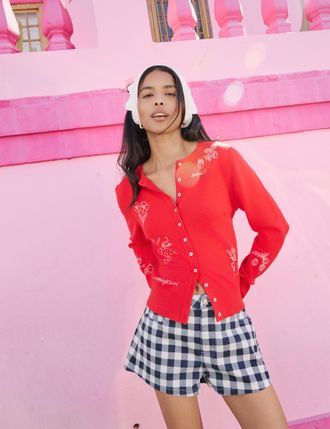 Nobody's Child Red Embroidered Cardigan