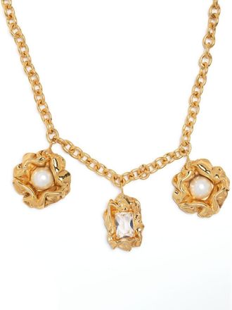 Sterling King 14kt Gold Plated Lola Crystal Charm Necklace - Womens - Mother Of Pearl/Metal